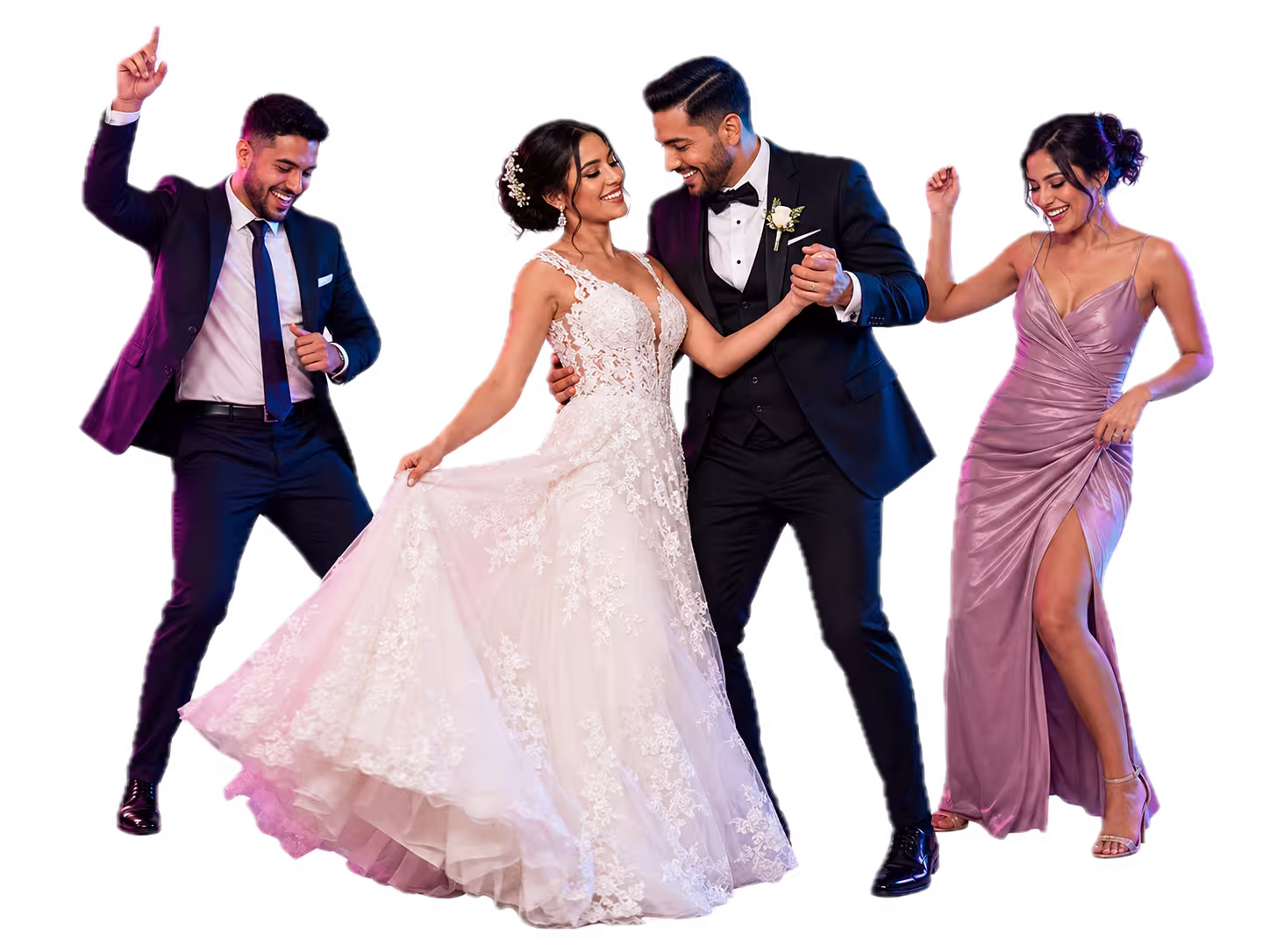Novios bailando con invitados